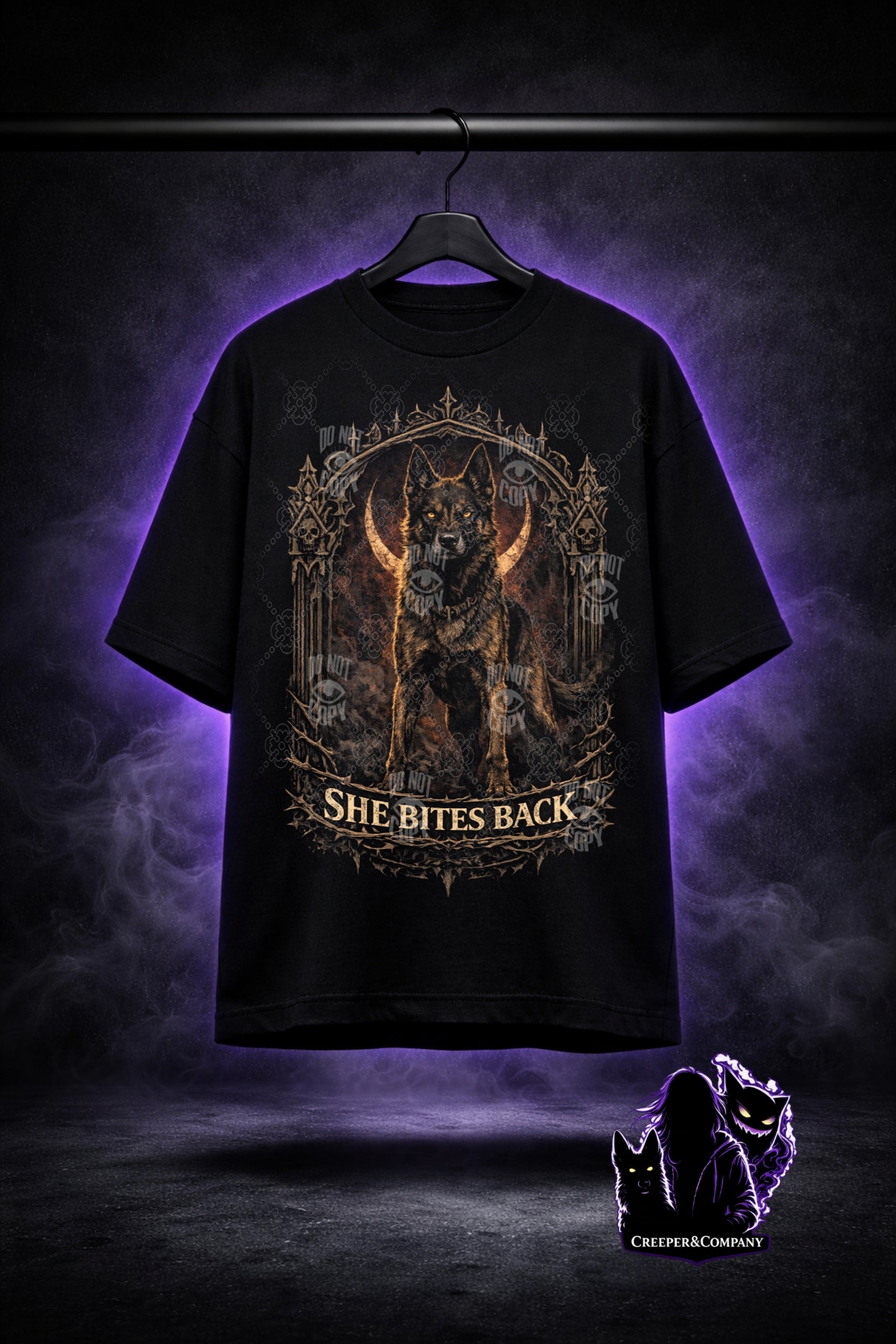 She Bites Back – Gothic Belgian Malinois Shirt | Dark Feminine K9 Apparel