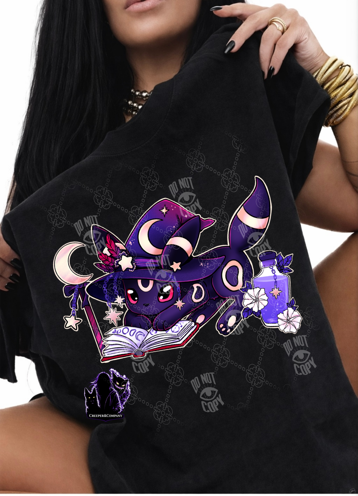 Spooky Umbreon Witch Tee โ Purple Magic Vibes