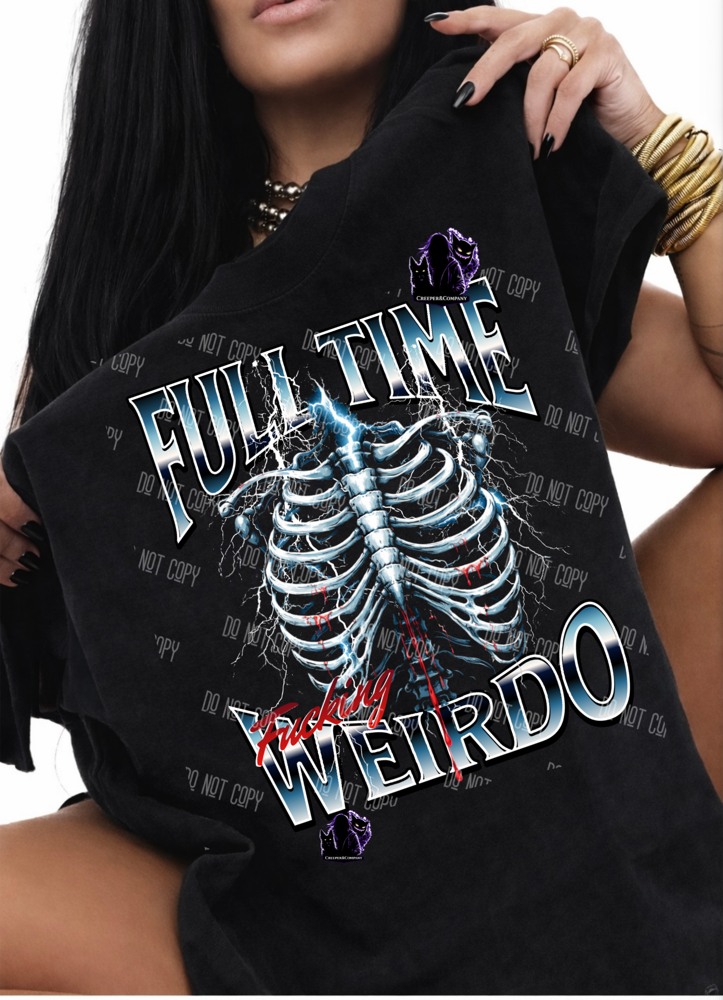Full Time Fucking Weirdo Skeleton Graphic Tee | Creeper&Company Alternative Gothic Shirt