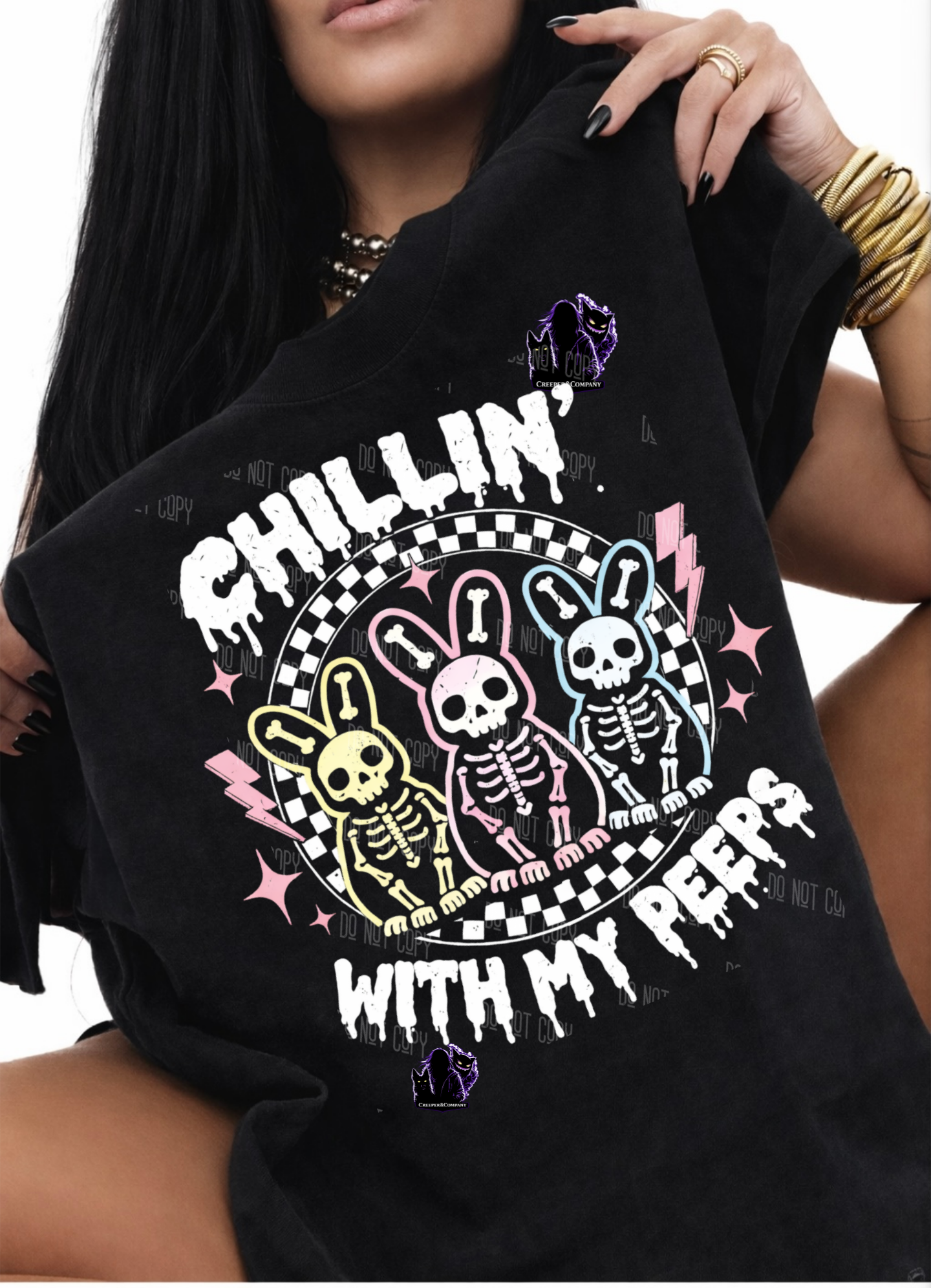 Chillin’ With My Peeps Skeleton Bunny Graphic Tee