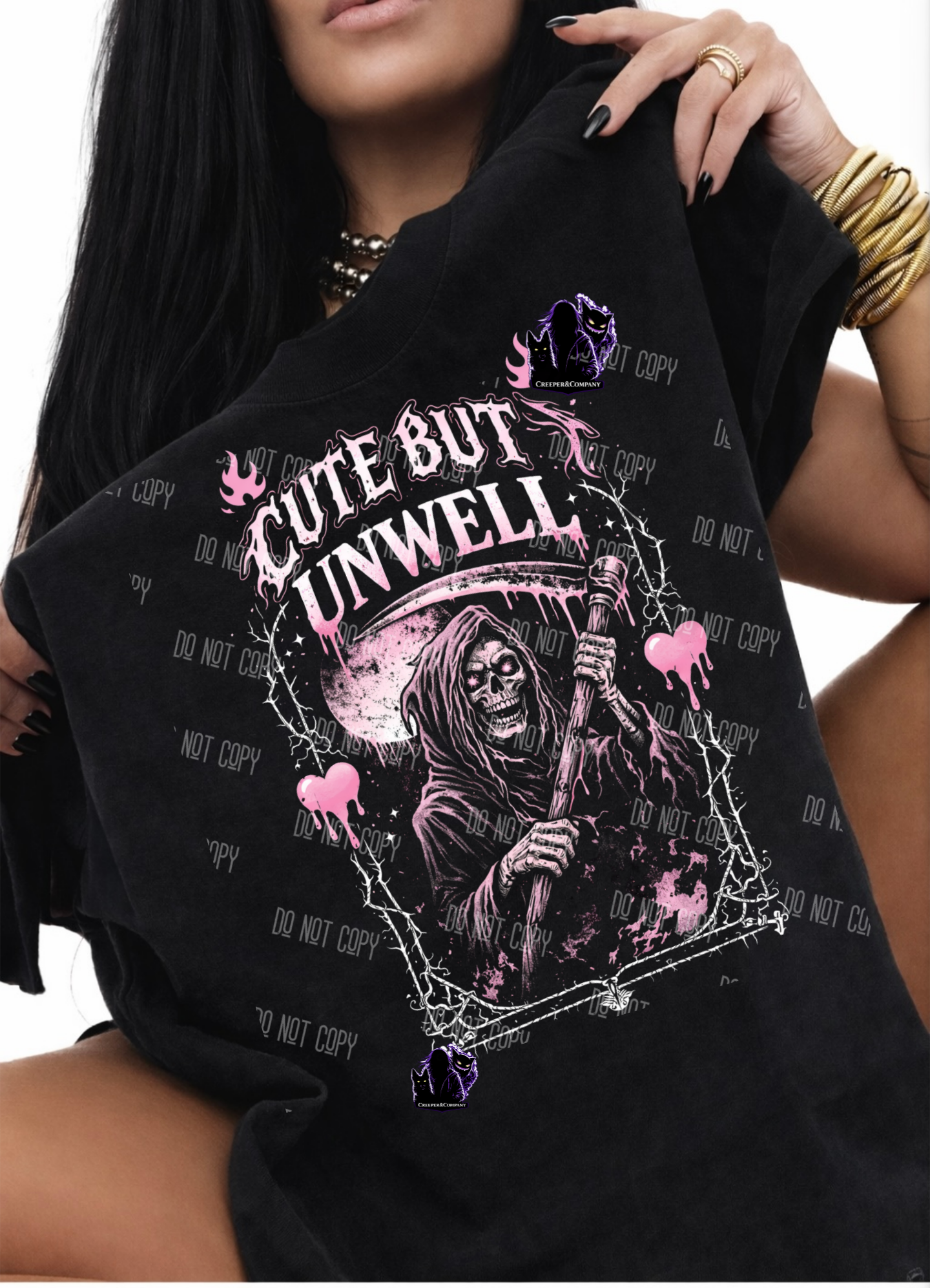 Cute But Unwell Gothic Grim Reaper Shirt – Pink Horror Aesthetic Tee