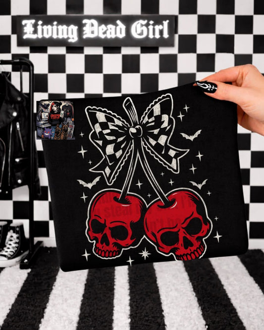 Cherry Skull Bow Gothic T-Shirt | Spooky Cute Alt Aesthetic Tee