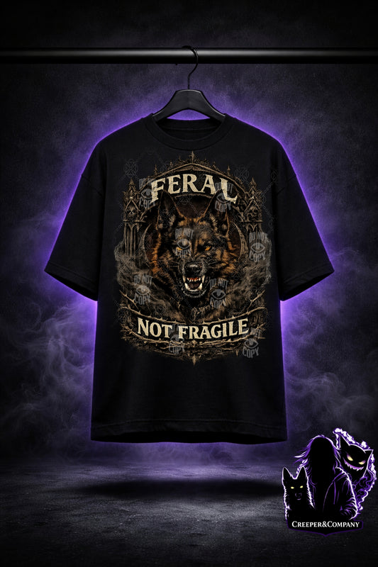 Feral Not Fragile – Gothic Belgian Malinois Shirt | Dark K9 Strength Tee