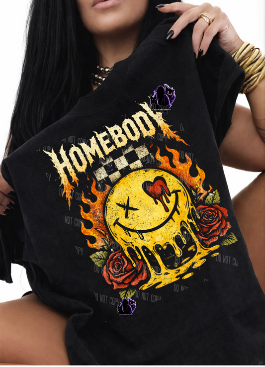 Homebody Melting Smiley Graphic Tee – Gothic Grunge Smiley Shirt | Creeper&Company