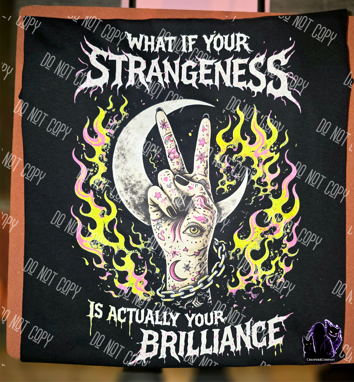 What If Your Strangeness Is Your Brilliance – Neon Gothic Graphic Tee