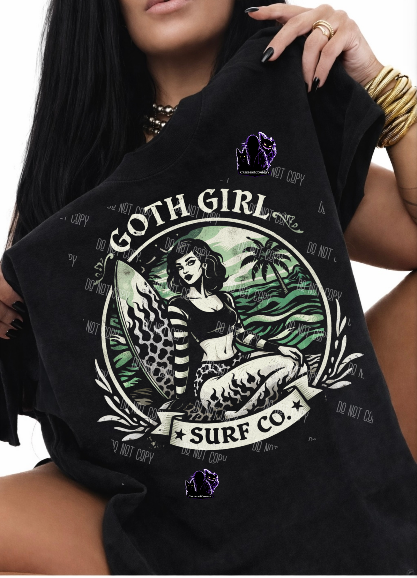 Goth Girl Surf Co. Retro Gothic Surf Tee | Alt Beach Aesthetic T-Shirt