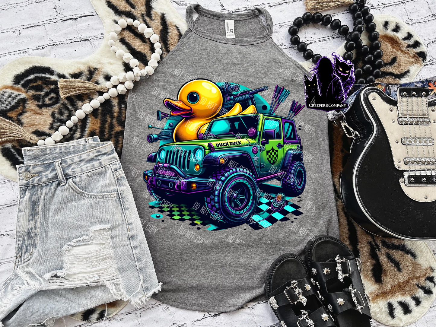 Neon Duck Duck Jeep Shirt | Funny Jeep Graphic Tee | Rubber Duck Jeep Life Shirt | Offroad Jeep Lover Gift | Creeper&Company